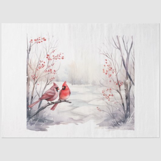 A Winter Cardinal Serie Ontwerp 2 Tissuepapier (Voorkant)
