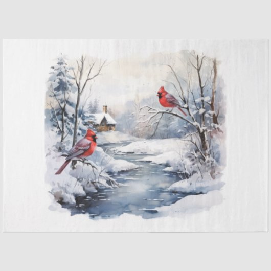 A Winter Cardinal Serie Ontwerp 5 Tissuepapier (Voorkant)