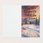 A Winter Wonderland Kaart<br><div class="desc">De kaart is voorzien van een schilderachtige besneeuwde landschapsdeken van zachte witte sneeuw. De lucht erboven is een doek van delicate roze en oranje tinten, die doen denken aan een zonsondergang en een magische gloed op het toneel werpen. Zachte sneeuwvlokken drijven van de wolken boven, het toevoegen van een grillige...</div>