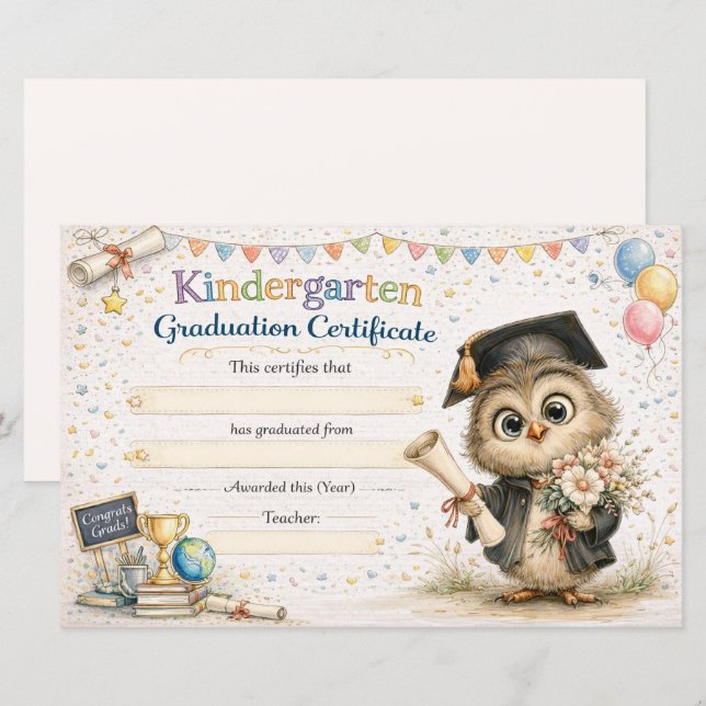 A Wise Little Owl Celebrating Graduation (Voorkant / Achterkant)