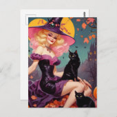 A witch with her black cats briefkaart (Voorkant / Achterkant)