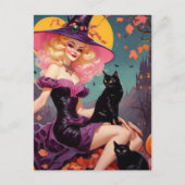 A witch with her black cats briefkaart (Voorkant)
