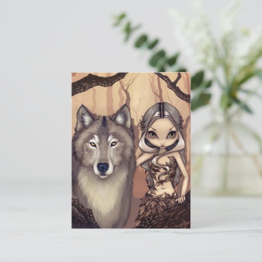 "A Wolfish Friend"-Briefkaart Briefkaart (Staand voorkant)