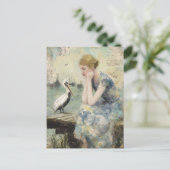 A Woman and a Pelican Mixed Media Collage Briefkaart (Staand voorkant)