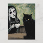 A Woman and Her Cat Morning Coffee Briefkaart (Voorkant)