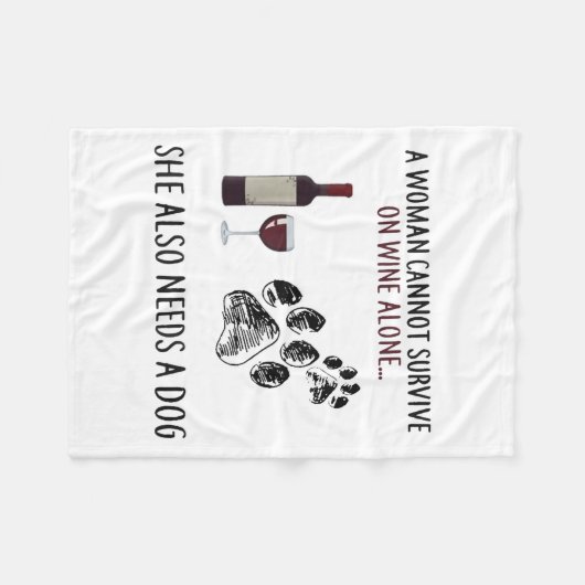 A Woman Cannot Survive On Wine Alone She Also Need Fleece Deken (Voorkant (Horizontaal))