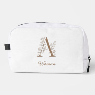 A Woman – Elegant Floral Monogram Gold Makeup Pouc Toilettasje
