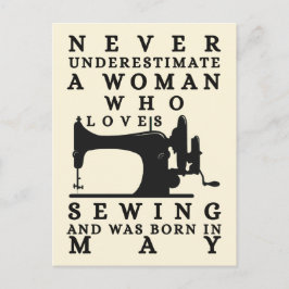 A Woman Who Loves Sewing And Was Born In May Briefkaart