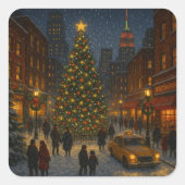 A wonderful Christmas night in New York Vierkante Sticker (Voorkant)