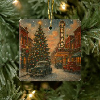 A Wonderful Christmas on the Streets of Texas Keramisch Ornament