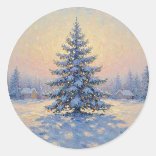 A wonderful Monet-style Christmas tree Ronde Sticker (Voorkant)