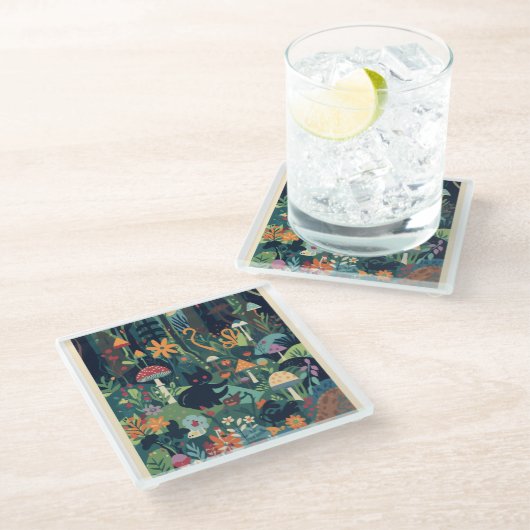 A woodland scene coaster glazen onderzetter (Schuin)