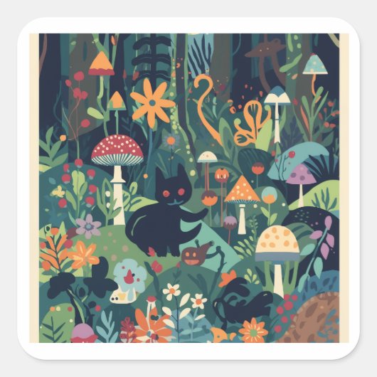 A woodland scene square sticker (Voorkant)