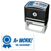 "A+ WORK!" Commendement Rubber Stamp Zelfinktende Stempel (In situ)