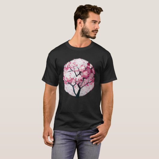 A Work of with a Cherry Blossom Sphere Geometric T-shirt (Voorkant volledig)