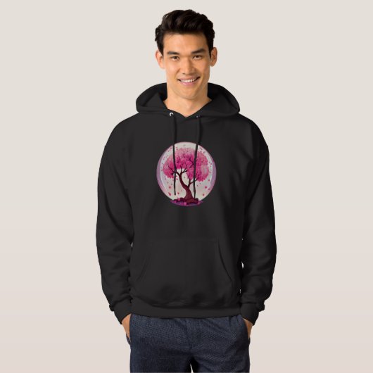 A Work of with a Geometric Cherry Blossom Tree Hoodie (Voorkant volledig)