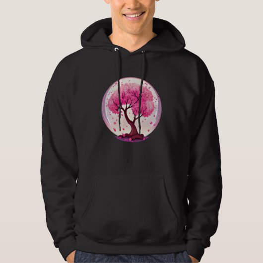 A Work of with a Geometric Cherry Blossom Tree Hoodie (Voorkant)