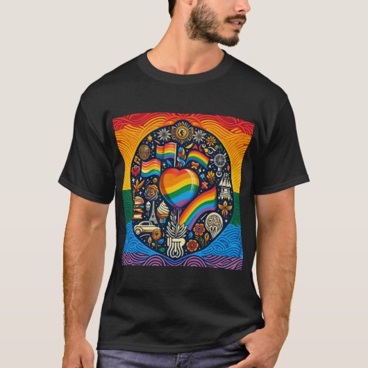 A World of Pride Folk Print T-shirt (Voorkant)