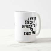 a writer concocts a different story for every read koffiemok (Voorkant rechts)
