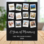 A Year of Memories Family Monthly Photo Collage Fotoplaat<br><div class="desc">Create your own personalized memory photo collage plaque featuring 12 of your favorite pictures. Add an image for each month alongside custom text for modern photomontage collage design.</div>