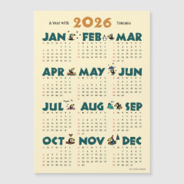 A Year with Toucans: Calendar 2026 マグネットカード