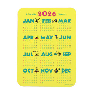 A Year with Toucans: Calendar 2026-Yマグネットカード Magneet