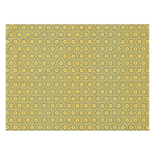 A yellow and blue Indian lattice flower pattern Tafelkleed (Voorkant (Horizontaal))