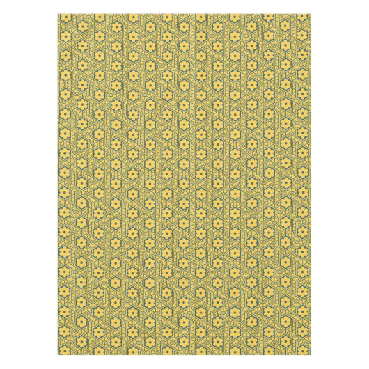 A yellow and blue Indian lattice flower pattern Tafelkleed (Voorkant)