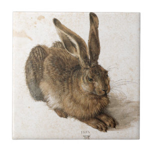 A Young Hare by Albrecht Durer Tegeltje