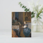 A Young Lady Seated at a Virginal, c.1670 Briefkaart (Staand voorkant)