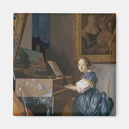 A Young Lady Seated at a Virginal, c.1670 Magneet (Voorkant)