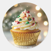 A Yummy Christmas Cupcake Ronde Sticker (Voorkant)