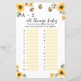 A-Z alle dingen baby shower spel