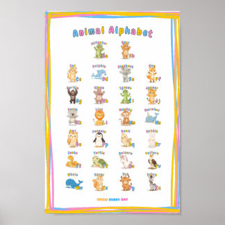 A-Z Animal Alphabet Poster - elke dag groeien