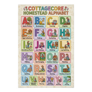 A-Z Cottagecore Alfabet Perfect Poster