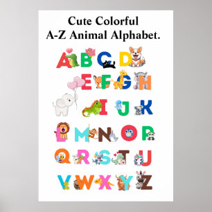 A-Z Dierenalfabet – Mooie Kleurrijke ABC Poster