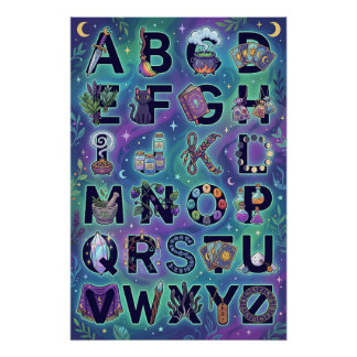 A-Z Hekserig Alfabet Poster (Zonder woorden)