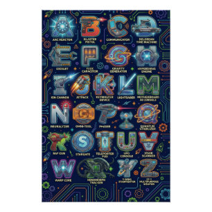 A-Z Sciencefiction Alfabet Perfect Poster