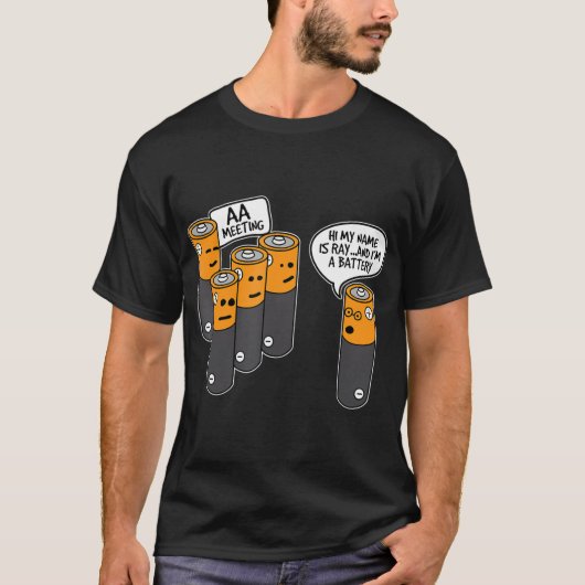 AA Alcoholic Battery Meeting Novelty Funny Gift T-shirt (Voorkant)