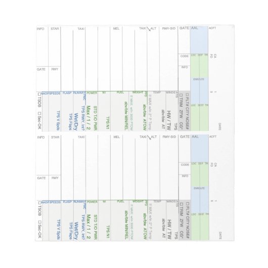 AA B787 Notes Kaart Pad Notitieblok (Voorkant)