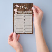 AA Cowgirl Baby ABC Baby shower Game Kaart Flyer (Hand)