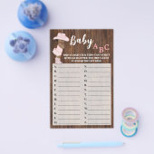 AA Cowgirl Baby ABC Baby shower Game Kaart Flyer (Enkel)
