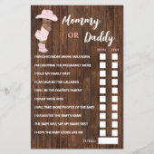 AA Cowgirl mama of papa zei Baby shower spel Kaart (Voorkant)