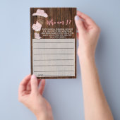 AA Cowgirl Wie ben ik Baby shower Game Kaart Flyer (Hand)