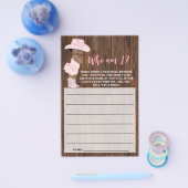 AA Cowgirl Wie ben ik Baby shower Game Kaart Flyer (Enkel)