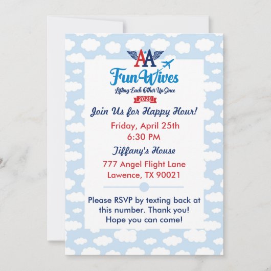 AA Fun Wives Invitation evite clouds Kaart (Voorkant)