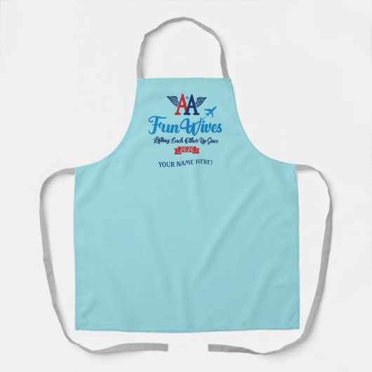 AA Fun Wives Logo Persoonlijk Blauw Schort (Voorkant)