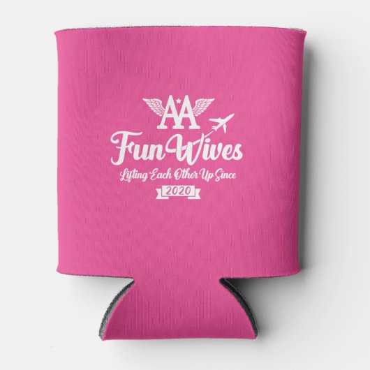 AA Fun Wives White Logo Hot Pink Blikjeskoeler (Voorkant)