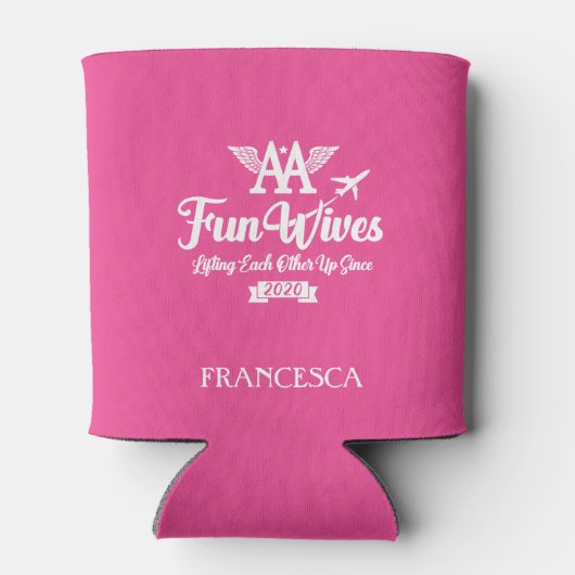 AA Fun Wives White Logo Hot Pink Blikjeskoeler (Achterkant)