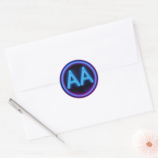 AA Herstel Neon Licht Ronde Sticker (Envelop)